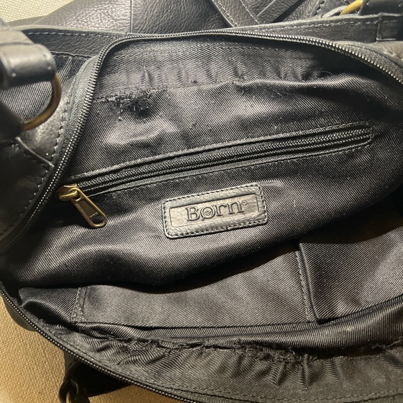 Born Black Leather Shoulder Bag with Ring Detail - Picture 5 of 8